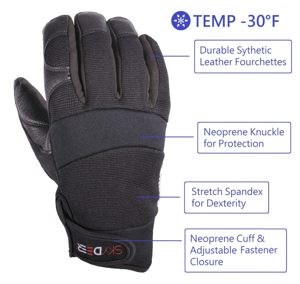 SKYDEER Deerskin Hi-Performance Utility Mechanic Work Glove, with 100g 3M  Thinsulate™ Insulation SD2251T – SKYDEERGLOVE